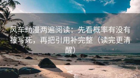 风车动漫两遍阅读：先看概率有没有被写死，再把引用补完整（读完更清醒）