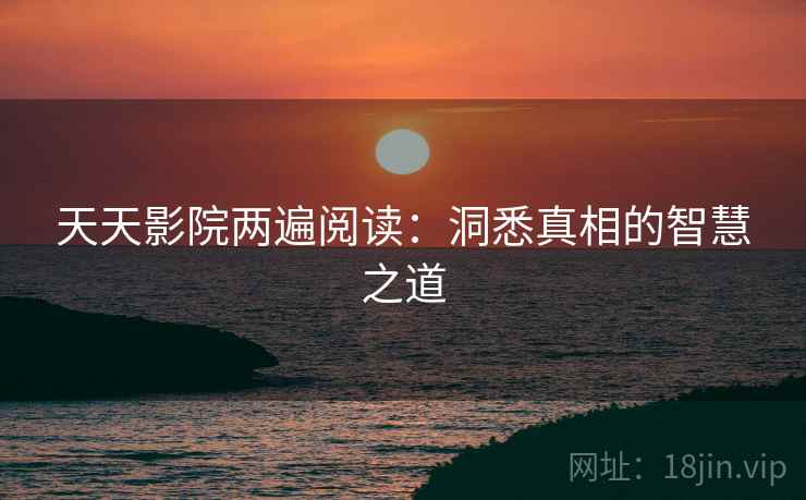 天天影院两遍阅读:洞悉真相的智慧之道 天天影院两遍阅读:洞悉真相的智慧之道