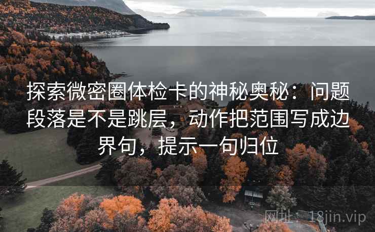 探索微密圈体检卡的神秘奥秘：问题段落是不是跳层，动作把范围写成边界句，提示一句归位