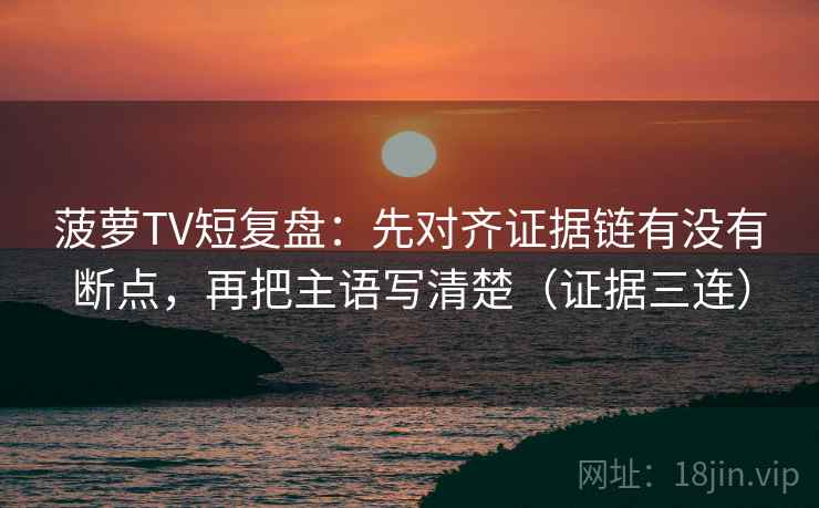 菠萝TV短复盘：先对齐证据链有没有断点，再把主语写清楚（证据三连）